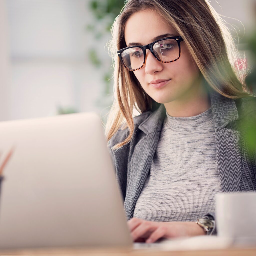 Working woman in computer